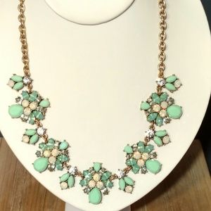 Pale green bead and crystal statement necklace